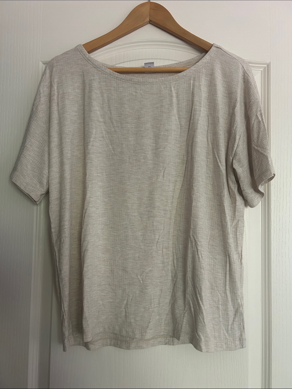 Old Navy Beige Short-Sleeve Boatneck Sleep Top